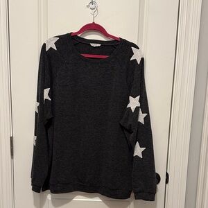 Grey Women’s Sweatshirt with White Star Accents